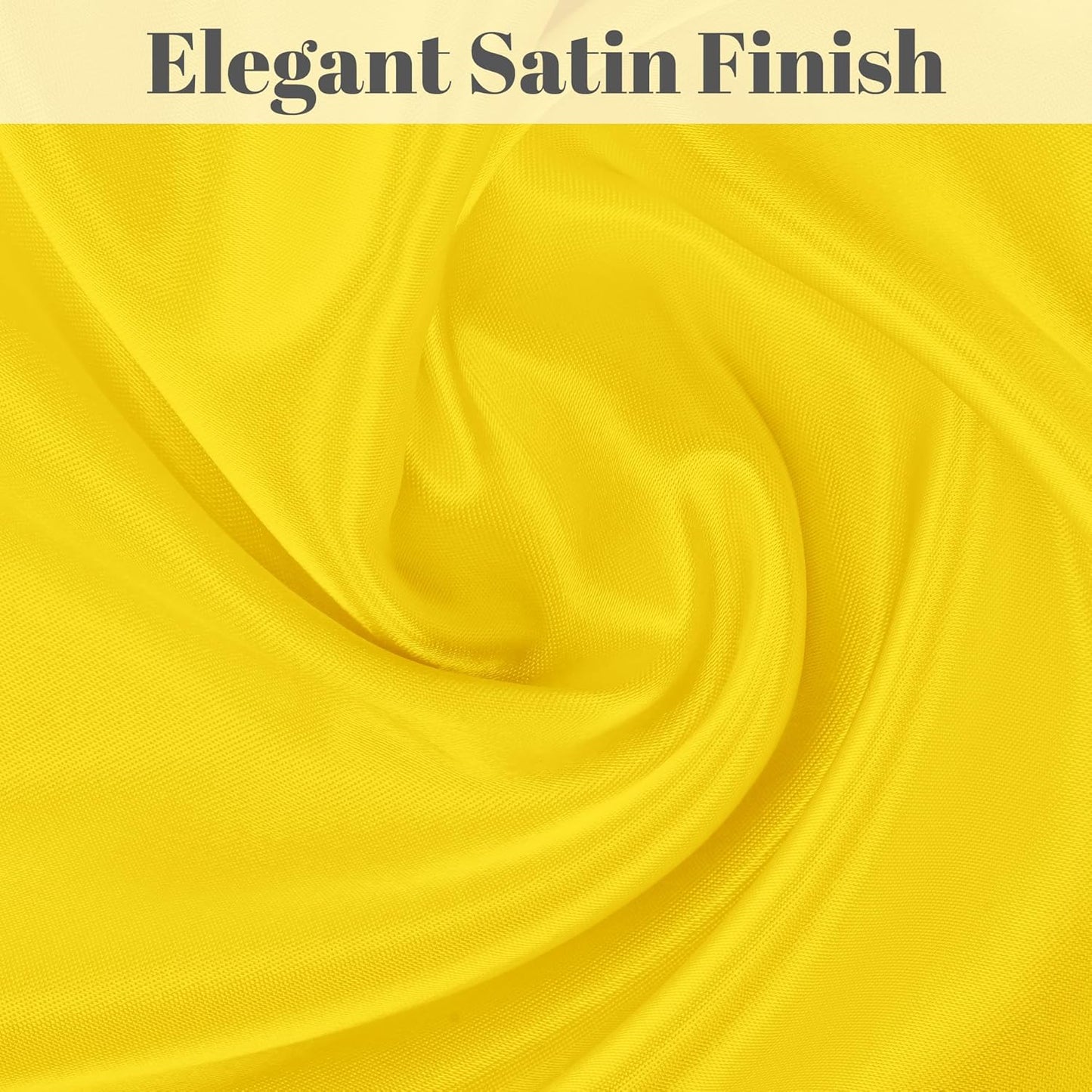 12 Pack Yellow Satin Table Runners 12 x 108 Inch Reusable Seamless Design | Heavy Duty Long Smooth Polyester Table Runner with Natural Drape for Spring Wedding, Birthday & Graduation Party Decor