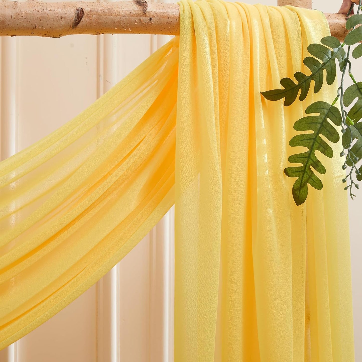 Wedding Arch Draping Fabric, 1 Panel 30" x 20Ft Yellow Sheer Curtain Drapes Extra Wide & Long Backdrop Curtains for Bridal Shower Backdrop Outdoor Party Arches Church Ceremony Decoration