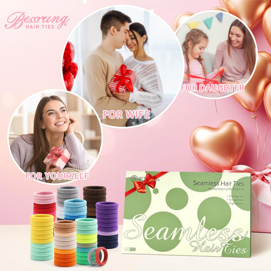 100PCS Colorful Seamless Elastic Hair Ties No Damage for Women | Stretchy Hair Bands, Soft Ponytail Holders for Thick Thin Hair, Perfect for Daily Braid, Hair Accessories for Girl, 30 Colors