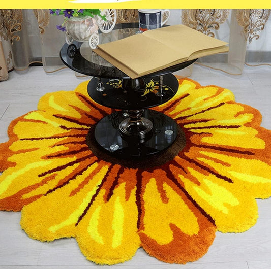 Modern Fashion Sunflower Area Rug Soft and Comfortable Bedroom Kitchen Living Room Bedside Floor Mats Indoor Outdoor Carpet Non-Shedding Non Slip Doormat Home DΓ©cor (25.5" X 25.5", Yellow)