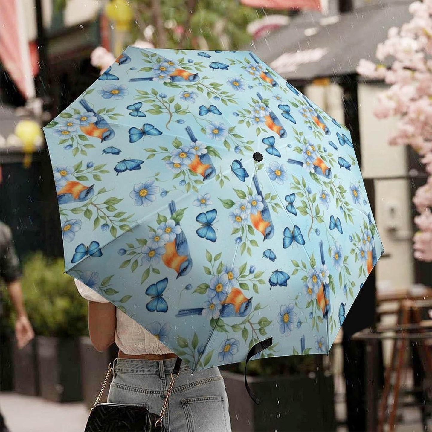 Windproof Rainproof Travel Umbrella Auto Open And Close Button For Women Men, Golf Umbrellas With Black Glue Anti UV Coating, Rain Wind Umbrellas For Business, Travels Summer Wedding