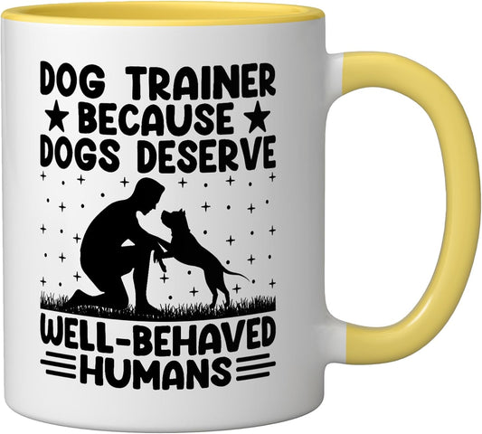 Dog Trainer Dog Training Training Dogs Pet Care Professional Ceramic Mug, Yellow/White, 11oz