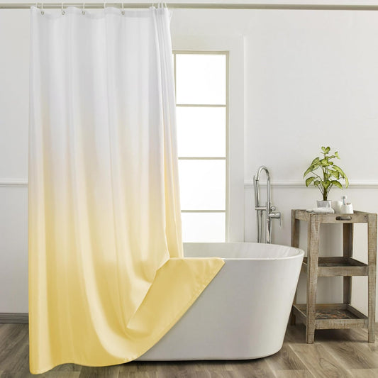Yellow Ombre Shower Curtain Sets for Bathroom Accessories Fabric Polyester Waterproof Modern Shower Curtain Liner with 12 Hooks W72xL72