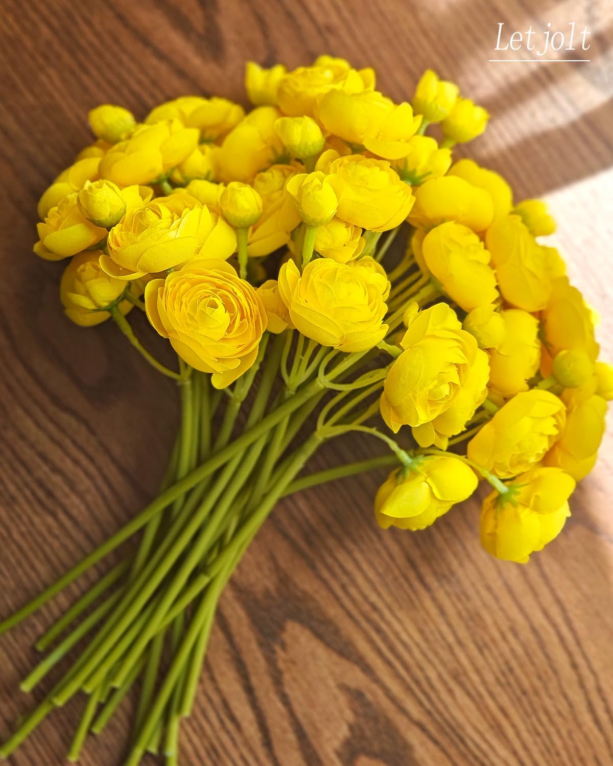 Artificial Ranunculus Flower Yellow, 18 Pcs | Silk Flower, Faux DIY Bouquet, Wedding Engagement Centerpieces, Bridal Shower Decorations, Home Decor