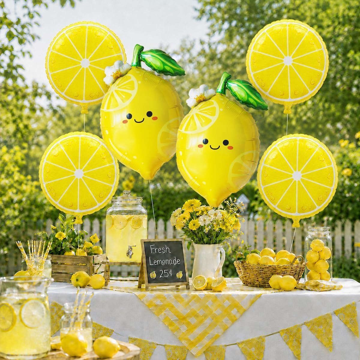 6Pcs Lemon Foil Balloons - Lemonade Balloon Set with Leaves for She Found Her Main Squeeze Bridal Shower Amalfi Coast Theme Lemonade Stand Birthday Freshly Graduated Summer Fruit Party Decorations
