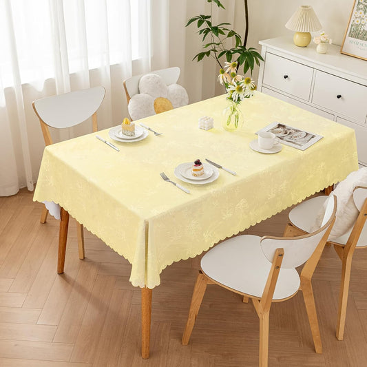 Square Table Cloth Waterproof Heavy Duty Tablecloth, Wipeable Washable Oil-Proof Stain Resistant Tablecloths, Soft Fabric Table Cover for Kitchen Dining Outdoor (Yellow, 36 x 36 Inch)