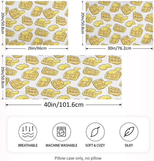 Lemon Yellow Ice Cream Waffle Satin Pillowcase Standard Size 20x26in β Soft Silky Pillow Cover for Hair and Skin, No Zipper Envelope Closure, Single Pack for Bed Couch Bedroom