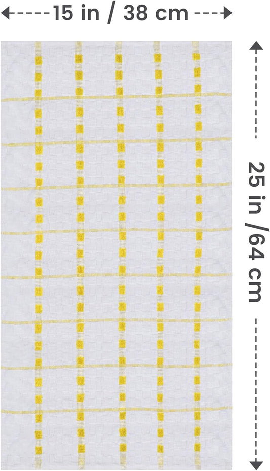 Kitchen Towels 12 Pack, 15 x 25 Inches, 100% Ring Spun Cotton Super Soft and Absorbent Linen Dish, Tea and Bar Towels Set, Yellow