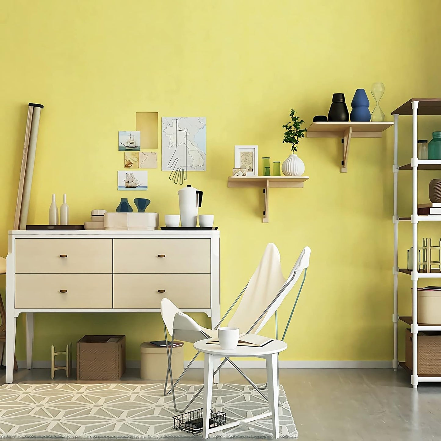 Yellow Wallpaper Peel and Stick Lemon Yellow Contact Paper 15.7''×236'' Light Yellow Self-Adhesive Wallpaper Removable Waterproof Wall Paper for Bedroom Shelf Liner Countertop Cabinet Wardrobe