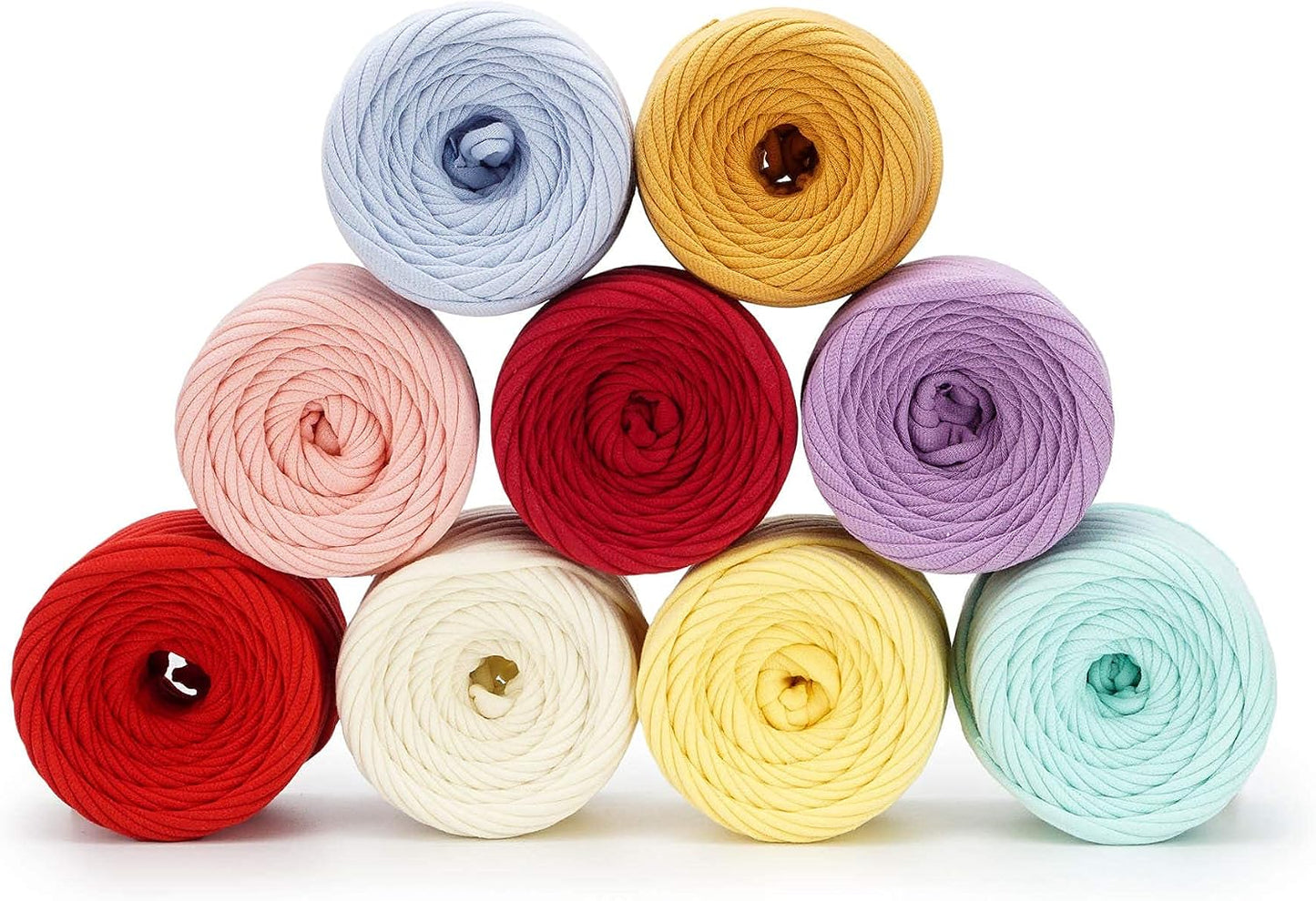 Cotton T-Shirt Yarn 7-9 mm, Crochet & Knitting - Yellow | 100% cotton t shirt yarn for crocheting, knitting & macrame; great for bags & baskets; new fabric, not recycled; 109 yds