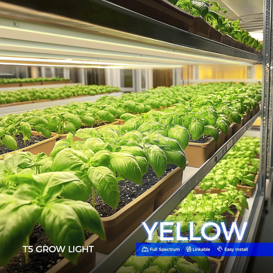 T5 Grow Lights, Full Spectrum Grow Light, 3ft 128W (8 x 16W, 800W Equivalent), LED Grow Lights for Indoor Plants, Ideal for Indoor Plants, Plant Grow Shelf, Plug and Play, Yellow, 8-Pack