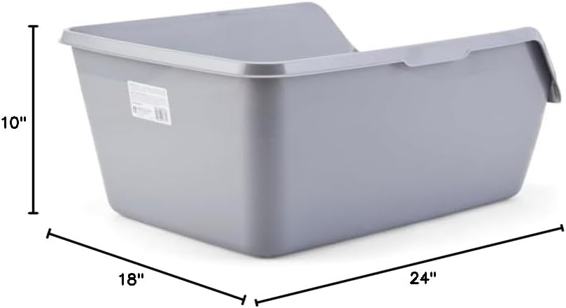 So Phresh Scatter Shield High-Back Litter Box Grey X-Large 24" L X 18" W X 10" H