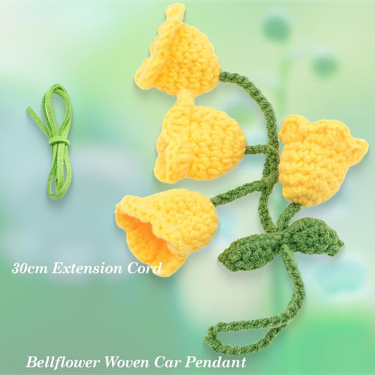 Car Mirror Hanging Accessories - Handmade Knitted Lily Flower Pendant, Cute Crochet Hanging Decor for Rearview Mirror, Women's Car Interior Decoration (1 PCS, Yellow)