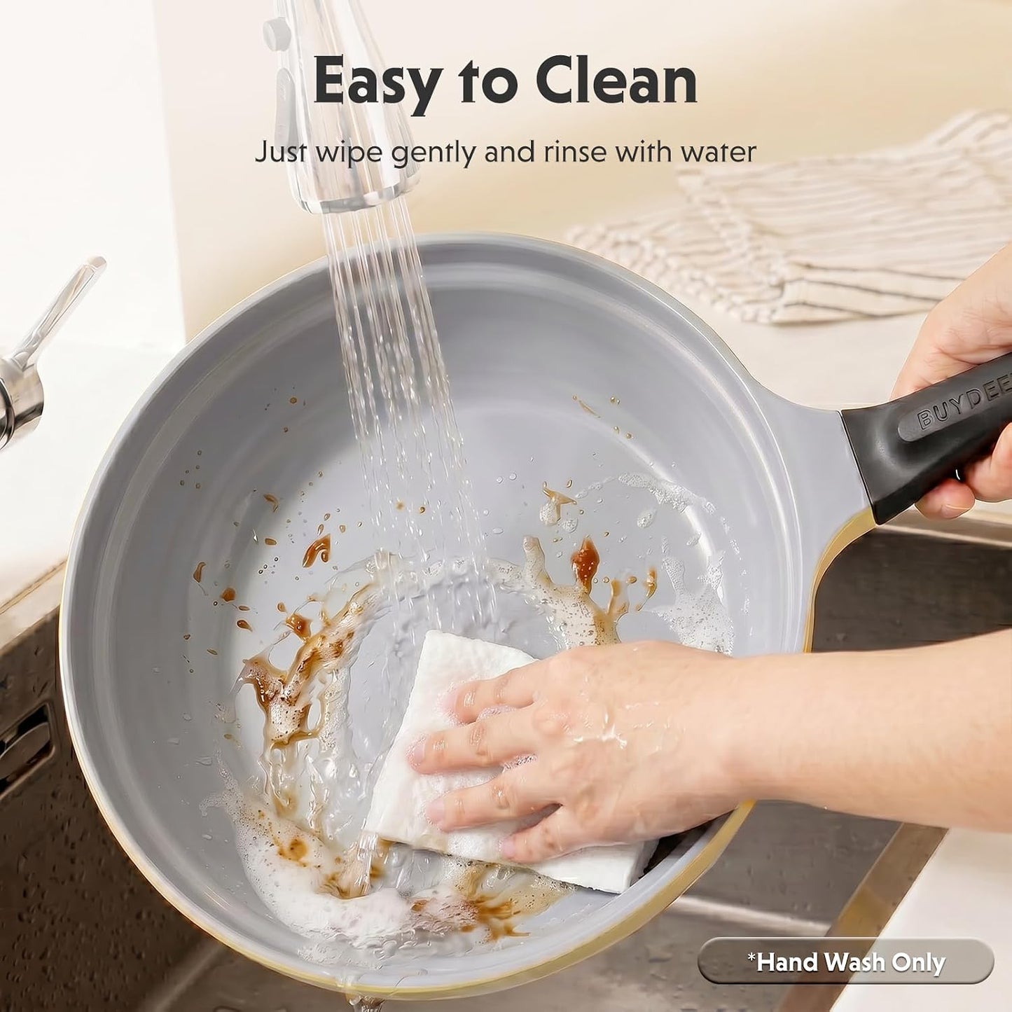 10.6" Ceramic Nonstick Frying Pan with Glass Lid, PFAS Free Nonstick Skillet, 5.5mm Heavy-Duty Base, Stay-Cool Bakelite Handle, All Stovetops Compatible, Mellow Yellow
