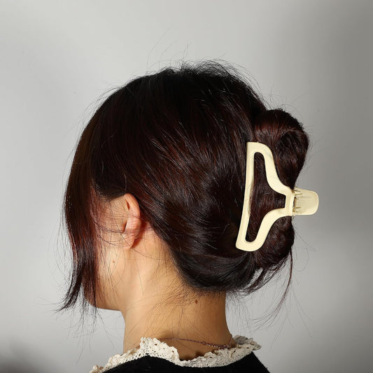 Hair Claw, Light Yellow, 3.78''x1.85''x1.42'' | Plastic for Durability, Lightweight for Comfort, Compact for Easy Carry