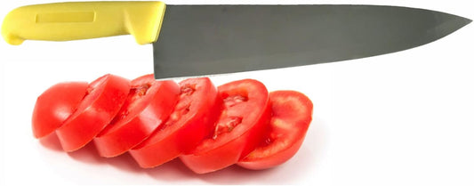 8" Chef Knife Assorted Colors and Packs - Razor Sharp Commercial Kitchen Cutlery - Cook's Knives (3 Pack - Yellow)