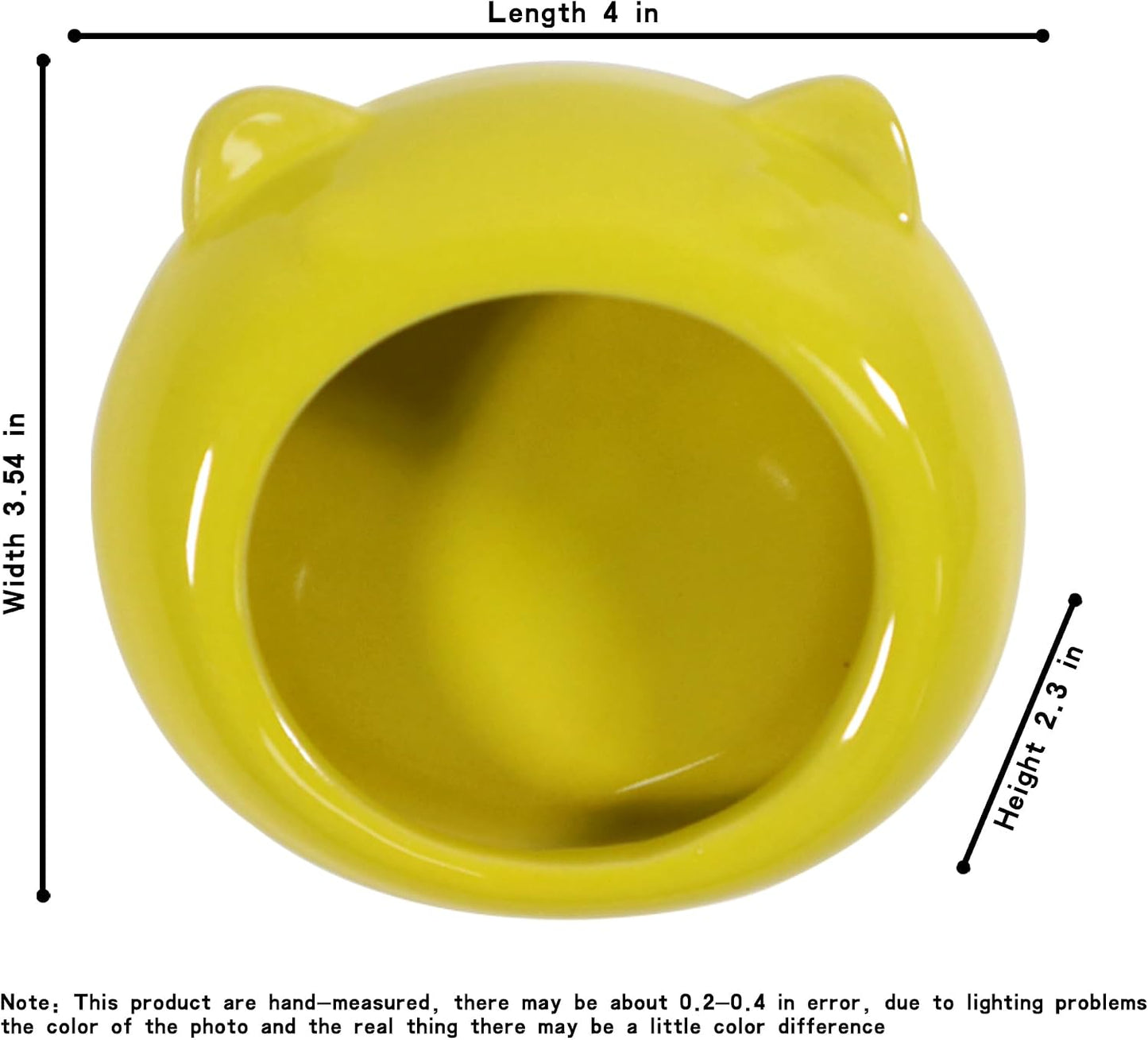 Ceramic Small Pet Hamster Food Bowl – Spill-Proof Guinea Pig & Hedgehog Dish – Durable, Easy to Clean, Non-Tip Design for Small Pets (Yellow)