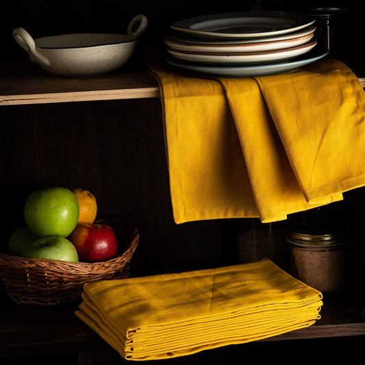 Mustard Yellow Kitchen Towels Classic Cotton Kitchen Dish Towels for Drying Spray Paint Sublimation Embroidery DIY Sewing 18x28 in Tea Towel Wrinkle Free Fade Resistant Fiesta 6 Pack
