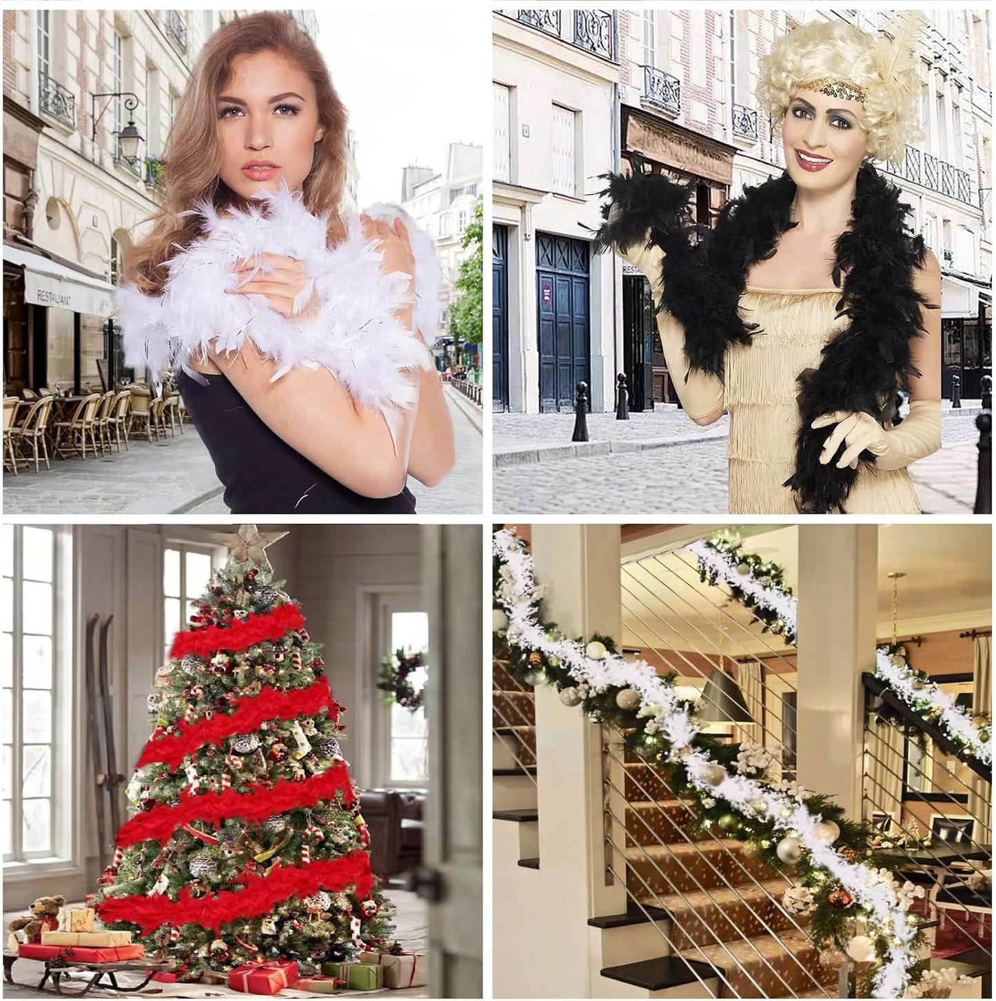 5pcs Chandelle Turkry Feather Boa 1.64 Yards 30g for Halloween Costume Dancing Party Halloween Costume Decoration