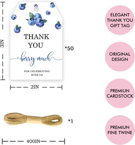 50pcs Lemon Thank You Tags, Lemon Gift Tag with String for Bridal Shower Party, Sweet Fruit Thank You Paper Tags for Wedding/Lemon Birthday Party Favors