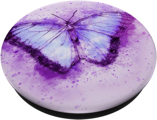 Butterfly Pop Up Cell Phone Pop Out Holder,Purple Watercolor PopSockets Adhesive PopGrip