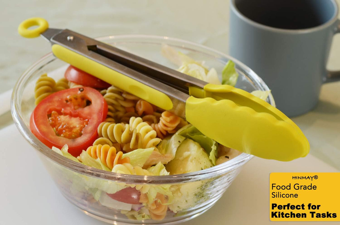Silicone Tipped Tongs 9" Kitchen Cooking Tongs, Set of 3 (Yellow)
