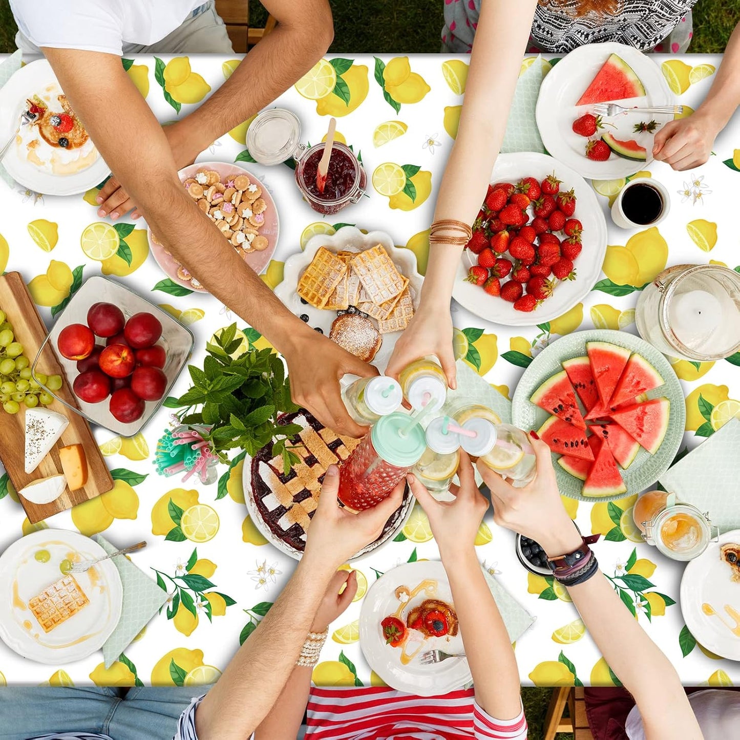 3 Pcs Lemon Tablecloth Party Yellow Lemonade Supplies Lemons Summer Party Tablecover for Lemon Theme Birthday Party Wedding Bridal Shower Supplies Lemon Table Cover Table Decorations