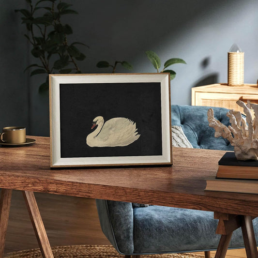 VIYYIEA Framed Wall Art for Living Room, Swan Canvas Prints, Yellow Home Decor, Animals Painting Picture, Bathroom Wall Decor Gifts for Friends or Family -【Swan Yellow】-(12L x 10W) - Colors B