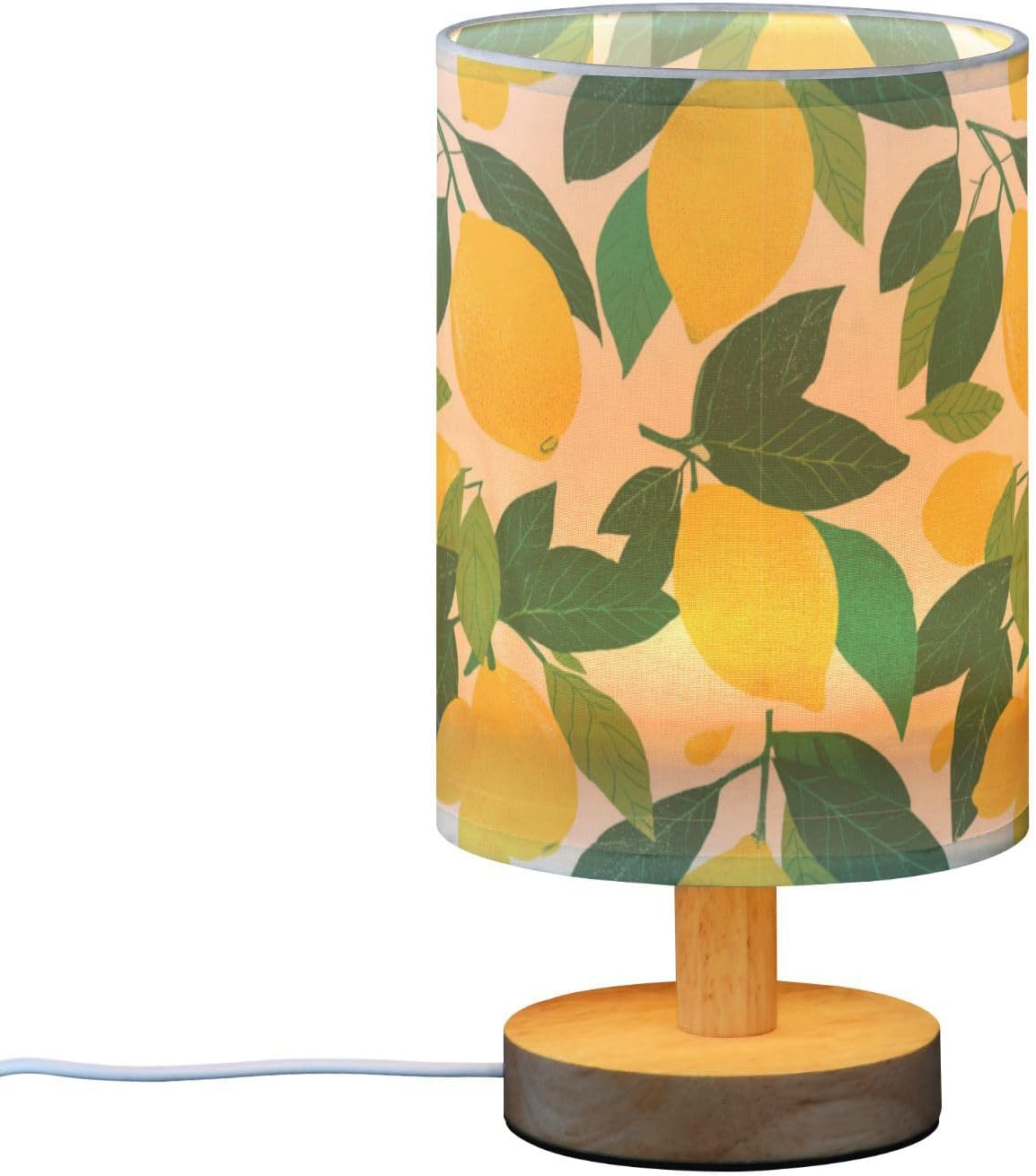 Bedside Table Lamp Lemon Yellow Citrus Fruits (66) Kids Nightstand Lamp Night Light Fabric Shade for Bedroom Living Room Home Office