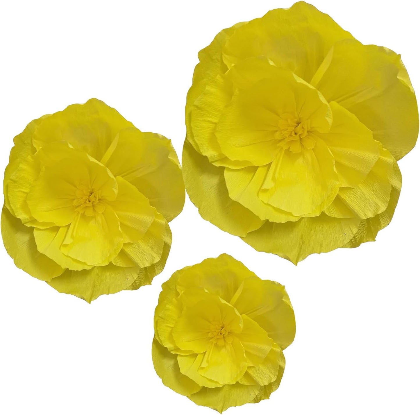 Crepe Paper Flowers Decoration for Wall Total 9 Pcs, Artificial Flowers Backdrop for Wedding Decor Baby Bridal Shower Birthday Party, Yellow 3D Wall Flowers Decor