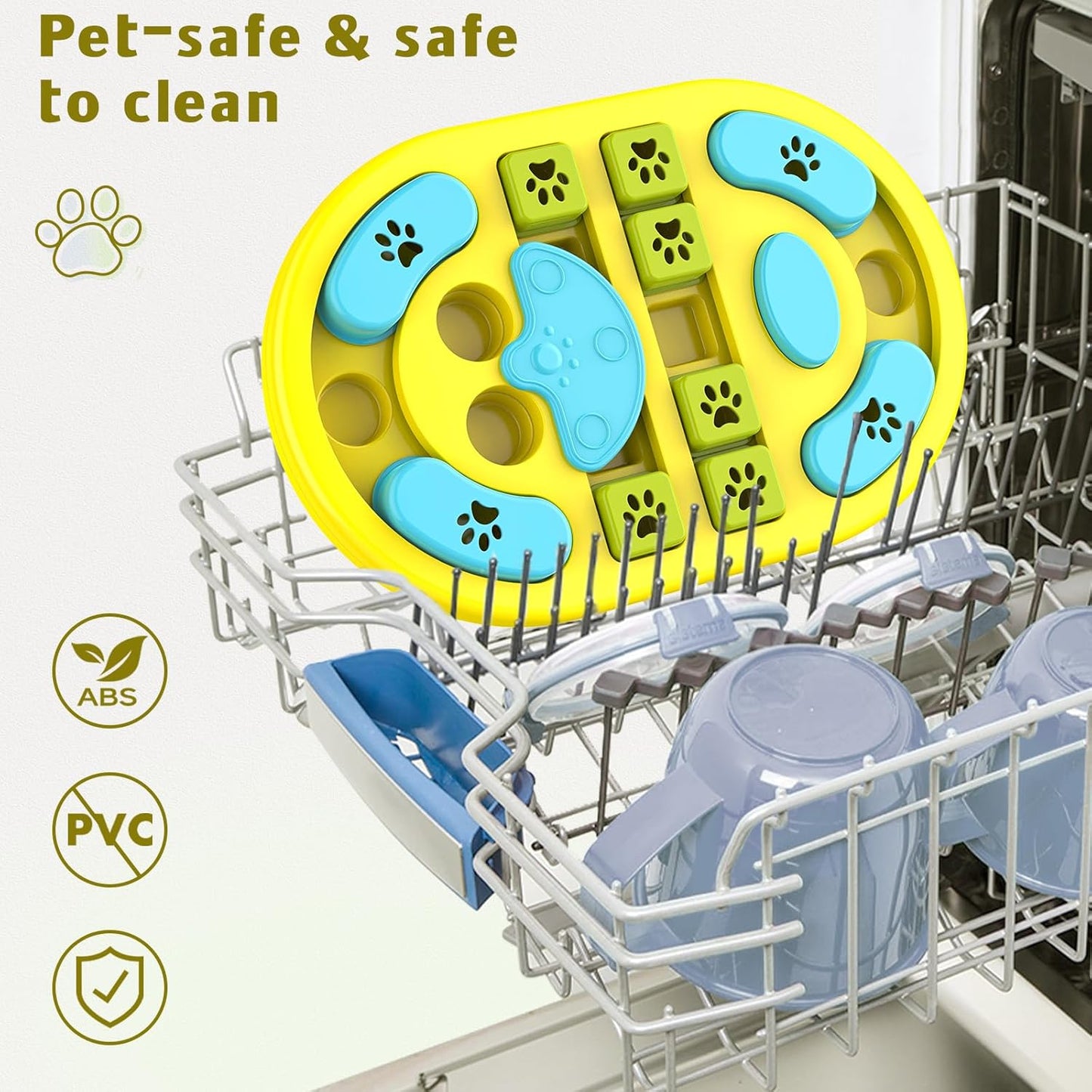 Dog Puzzle Toy, Interactive Treat Dispensing Toys, Yellow | Dog Enrichment Toys, IQ Training & Mental Stimulation, Non-Slip Slow Feeder, For Puppies Small Medium Large Dogs Cats