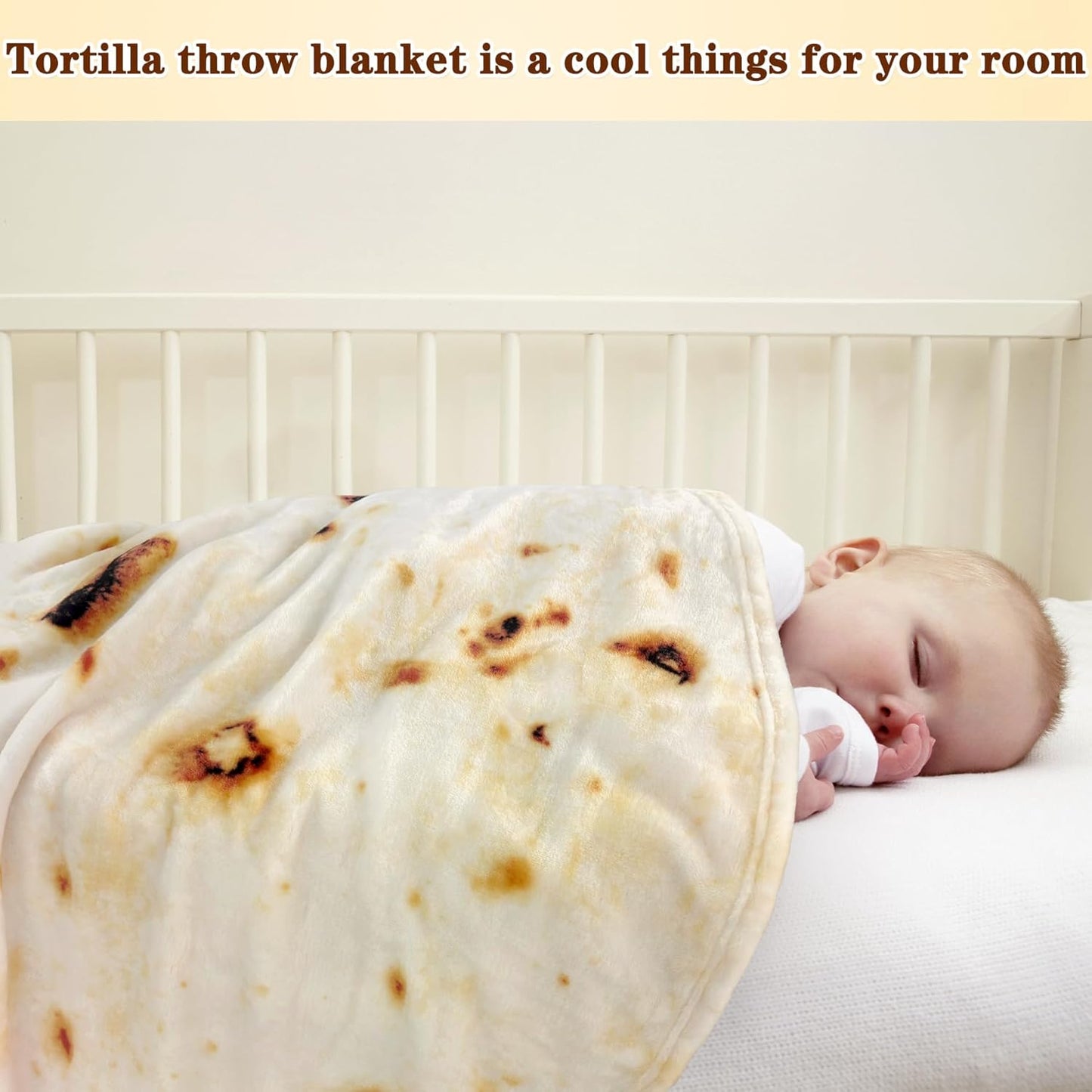 Burritos Tortilla Swaddle Blanket Baby for Toddler Newborn, 285 GSM Soft Flannel Taco Wrap Blanket Funny Gifts for Baby Shower Boys Girls, 36 inch