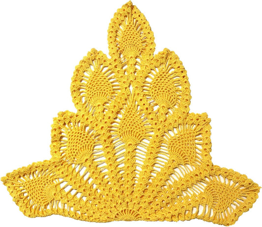 Anniversary Mother's Day Handmade Crochet Pineapple Flower Lace Tablecloth Doily Table Runner Kitchen Dresser Dinner Placemat Bedroom Vase Potted Plant Mat (W 20-23in x L 40-43in, Yellow)