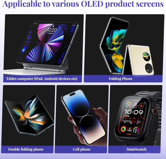OLED Display Screen Polarizing Film, Thickness 0.1mm 2 Pack Adhesive OLED Polarizing Film, 7.7 x 12.4 in, Suitable for Repair and Replacement of OLED Displays Under 15.5 in