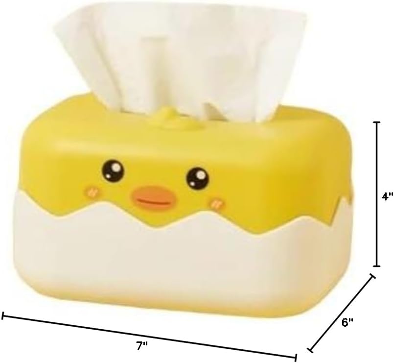 Tissue Box Cover, Cartoon Chicken Tissue Box Cover for Home or Office Use, Decorative Tissue Box Holder (Yellow) Tissue Holder.