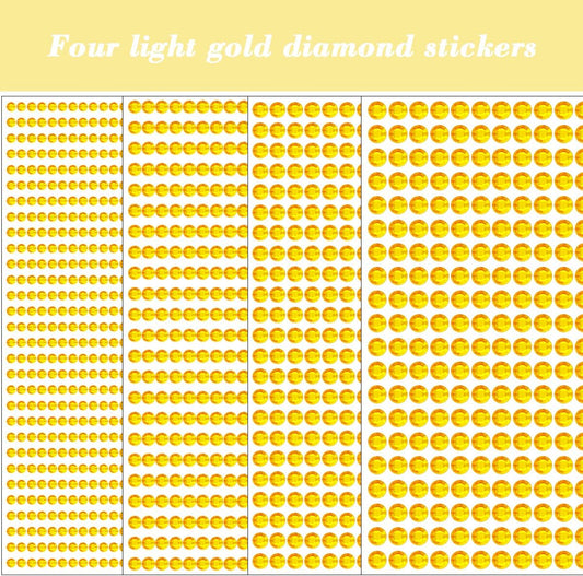 1799pcs Gem Stickers Jewels for Crafts - Self Adhesive Rhinestone Jewel Stickers, Stick on Gems Rhinestones for Crafts, Acrylic Bling Round Stickers, Craft Supplies for Kids 4Sheets 4Sizes LightGold
