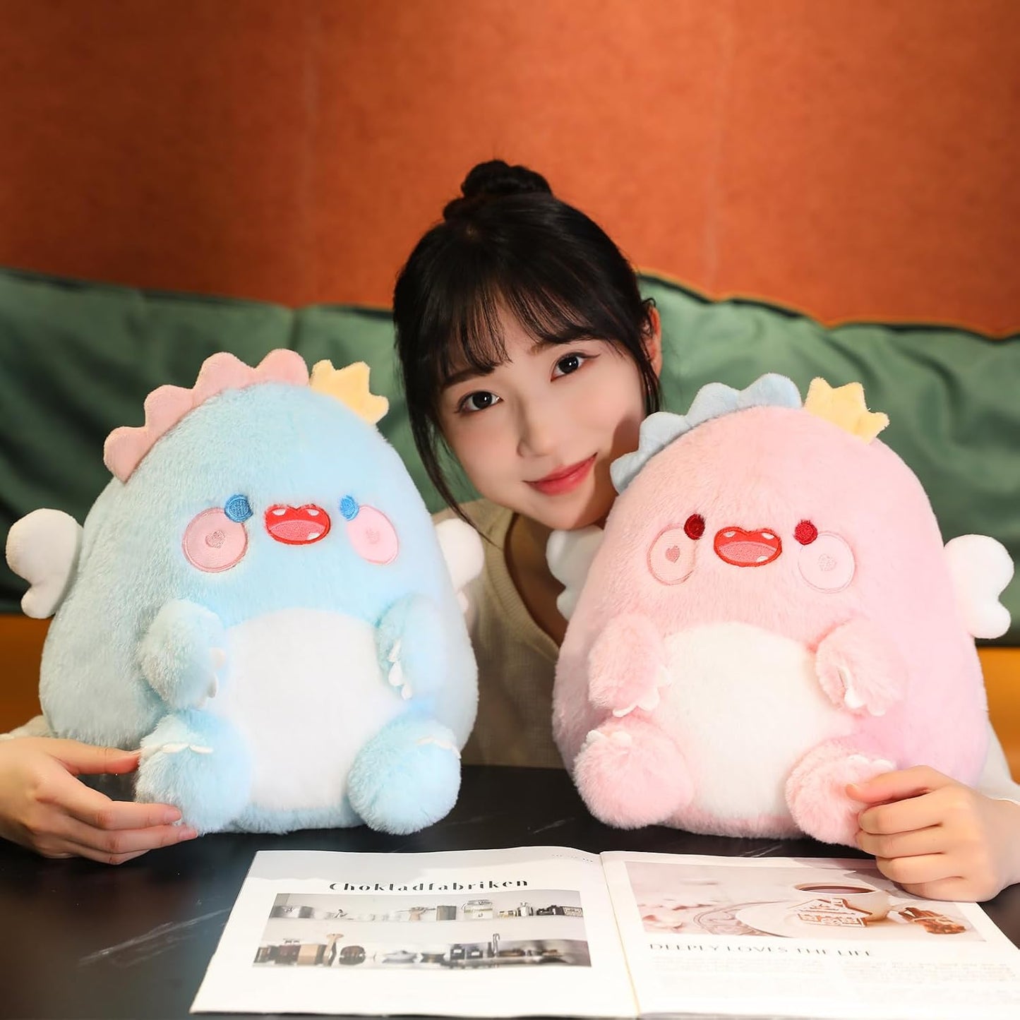Cute Dragon Plush Pillow (Yellow, 11 Inch) Dinosaur Stuffed Animals | Soft Toy Plushies, Kawaii Gifts for Kids and Adults