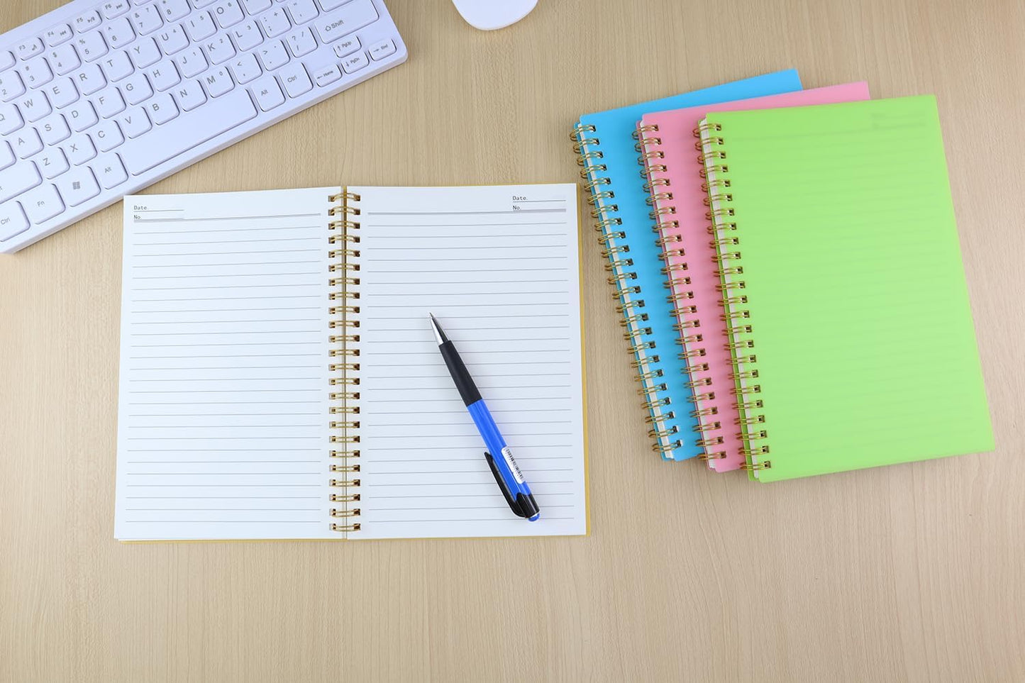 Spiral Notebook Journal,5.5" x 8.5" Plastic Hardcover College Ruled Notebook with 4 Colors,80 Sheets / 160 Pages Per Journal for Work,Study and Notes (light green,light blue,yellow,pink).