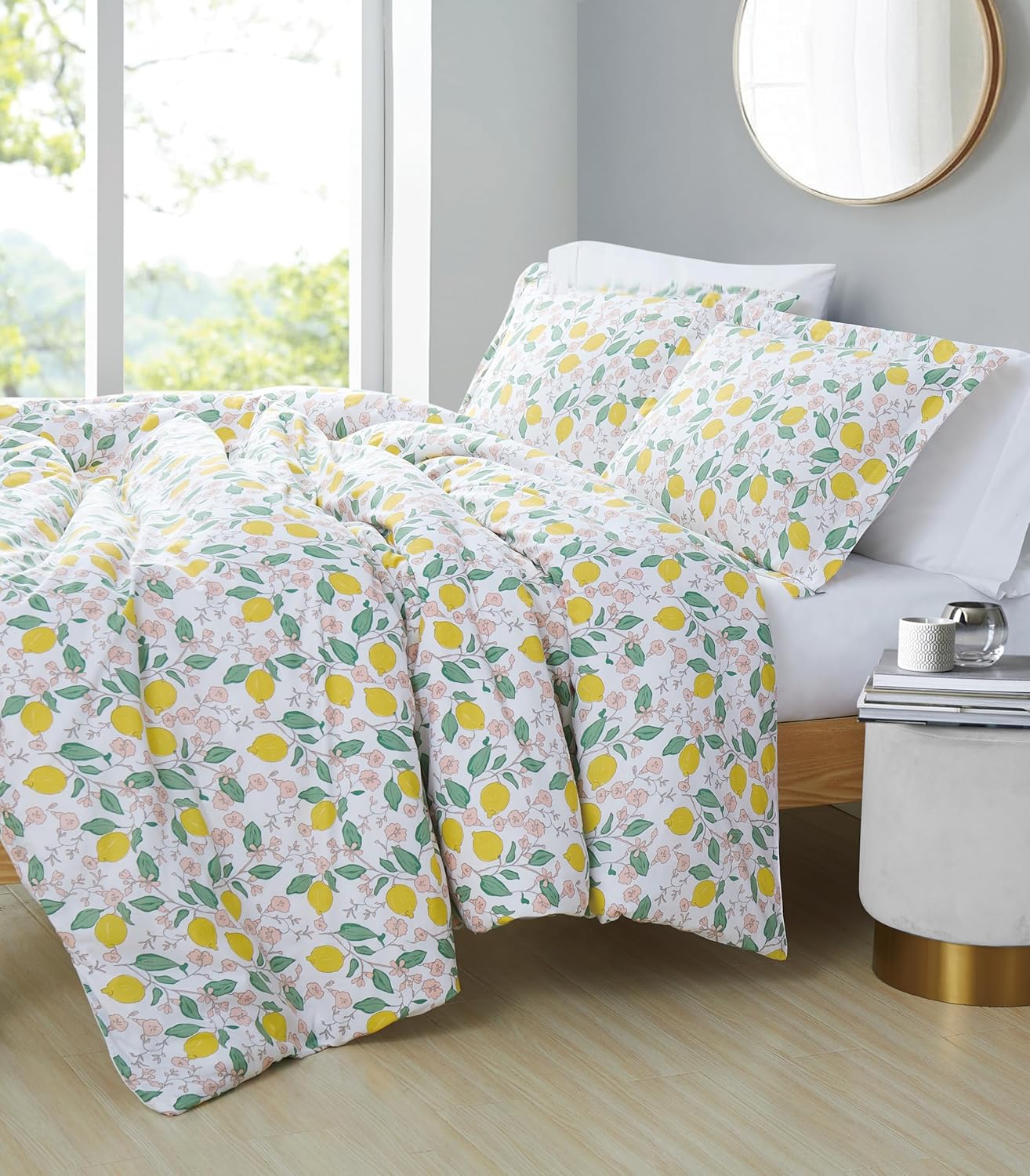 Verbena Multi Cotton 3-Piece King Duvet Set, Lemon Themed, for Men and Women, Oeko-TEX Certified Confidence