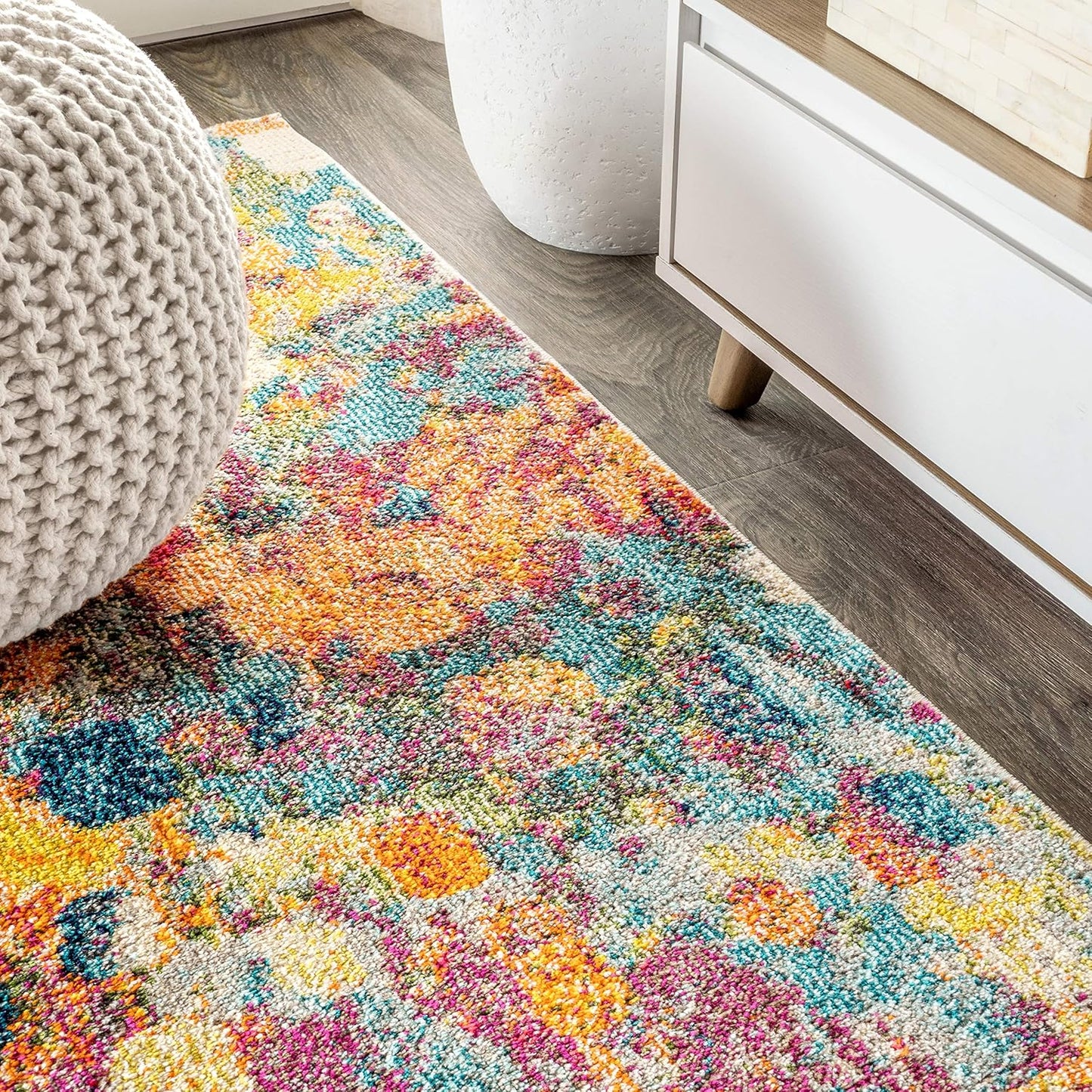 Abstract Area Rug 8 X 10 Multi/Yellow, Contemporary Indoor Rug | Ships Rolled, Lays Flat, Premium Construction, Easy-Cleaning for Living Room, Bedroom, Kitchen, Pet Friendly, Non-Shedding