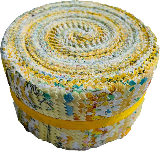 40P Cotton Jelly Roll Fabric Strips for Quilting and Sewing,Yellow Flower | 100%Cotton 40pcs 2.5 x 44 Inch Cut Accurately Soft Jelly Roll fabric for Beginners,Easy to Sew and Work With