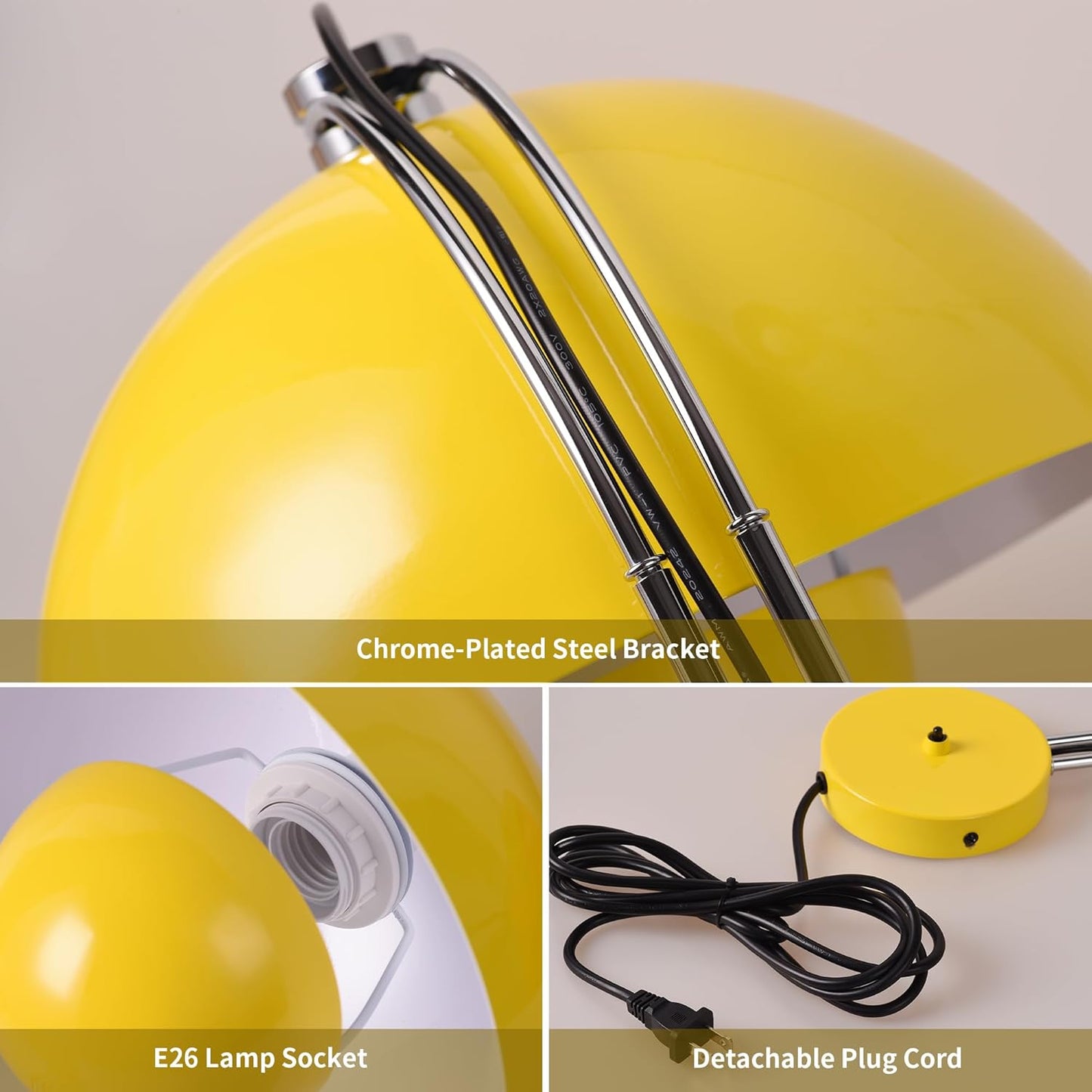 COSYLUX Modern Sleek Plug in Wall Sconce, Hardwired & Corded 2in1 Design Metal Wall Light Fixtures for Bedroom Bedside Reading, Mid-Century Flower Bud Wireless Wall Sconces with Switch,Pastel Yellow