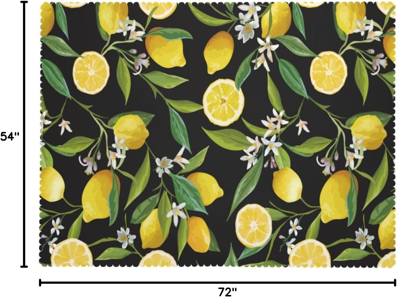 Lemon Fruits Floral Rectangle Tablecloths Black Lemon Table Cloths Decorative Kitchen Dining Tablecloth for Rectangular Tables,Washable Table Cover for Party 54 x 72 Inch
