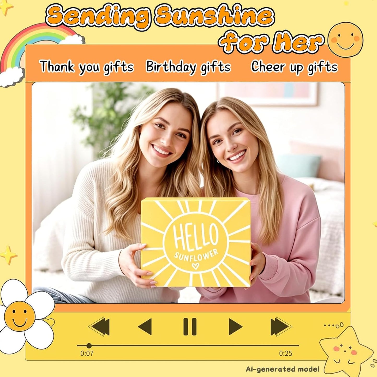 Sunflower Gift Basket for Women, Birthday Self Care Spa Gift Box Set | Ready-to-Gift Sunflower Spa Box for Birthday, Thank You, Holiday and Appreciation Moments