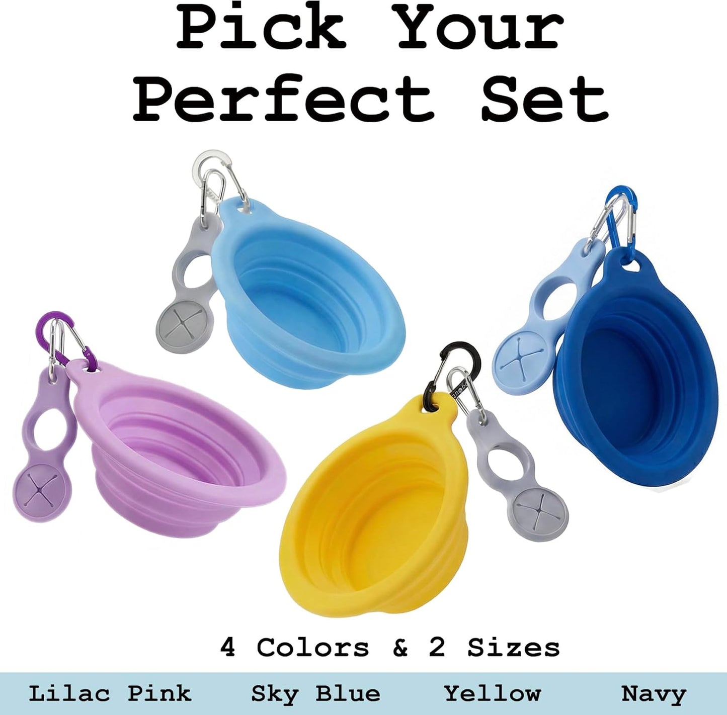 Collapsible Dog Bowl, Portable Silicone Dog Water Bowl with Carabiner, Foldable Travel Bowl for Walking, Hiking, Camping and Road Trips, 12oz, Yellow, Small