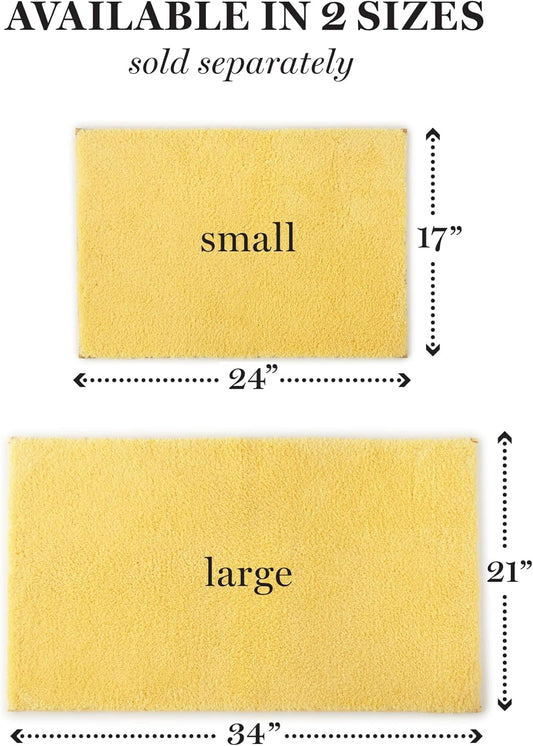 Drylon Microfiber Bath Rug - 1 Piece, Ultra Soft Plush, Non-Slip, Thick, Washable Bathroom Rugs, Home Decor Accessories, Household Essentials, Small Bath Mat, 17" x 24", Yellow