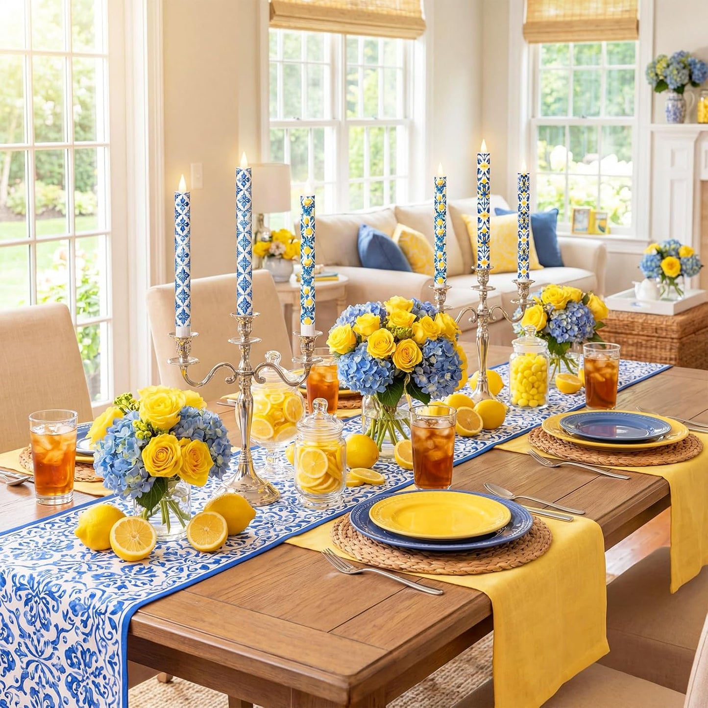 6 Pcs Amalfi Coast Party Decorations Mediterranean Flameless Candles LED 11 Inch Capri Lemon Table Candles Decor for Mediterranean Italian Summer Wedding Gifts Home Decor