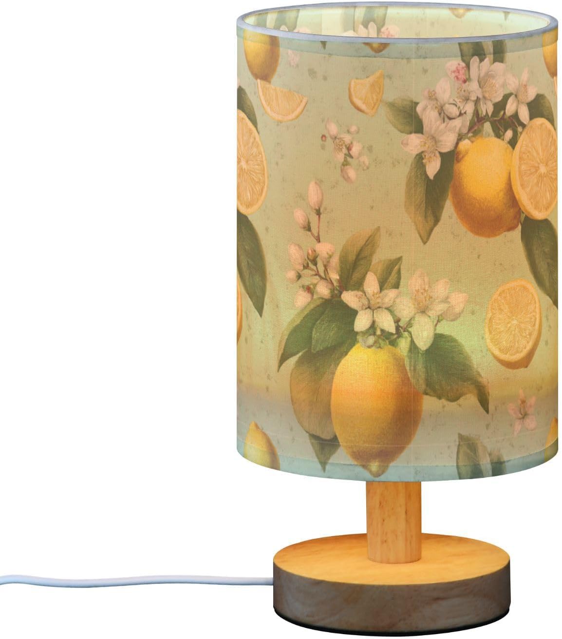 Bedside Table Lamp Lemon Yellow Citrus Fruits (48) Kids Nightstand Lamp Night Light Fabric Shade for Bedroom Living Room Home Office