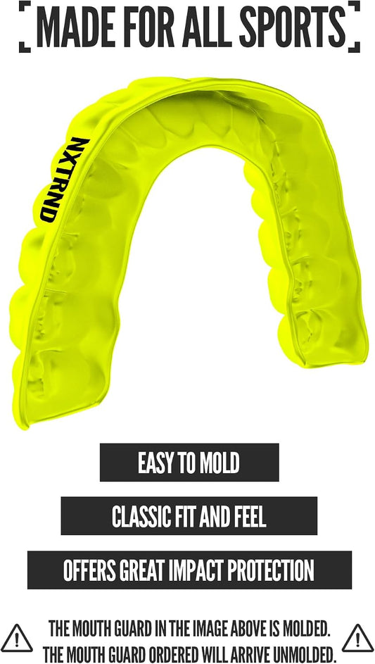 2 Pack Classic Mouthguard, Custom Fit Sports Mouthpiece for Football, Boxing, MMA, Basketball, Hockey, Lacrosse, Youth & Adult (Neon Yellow)