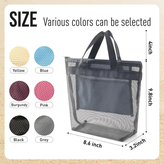 Mesh Shower Caddy, Portable Shower Bag, Quick-Dry Hanging Caddy Bath Organizer with Zipper, Toiletry Bag Essentials for Camping Travel College Dorm Room Gym (Yellow)